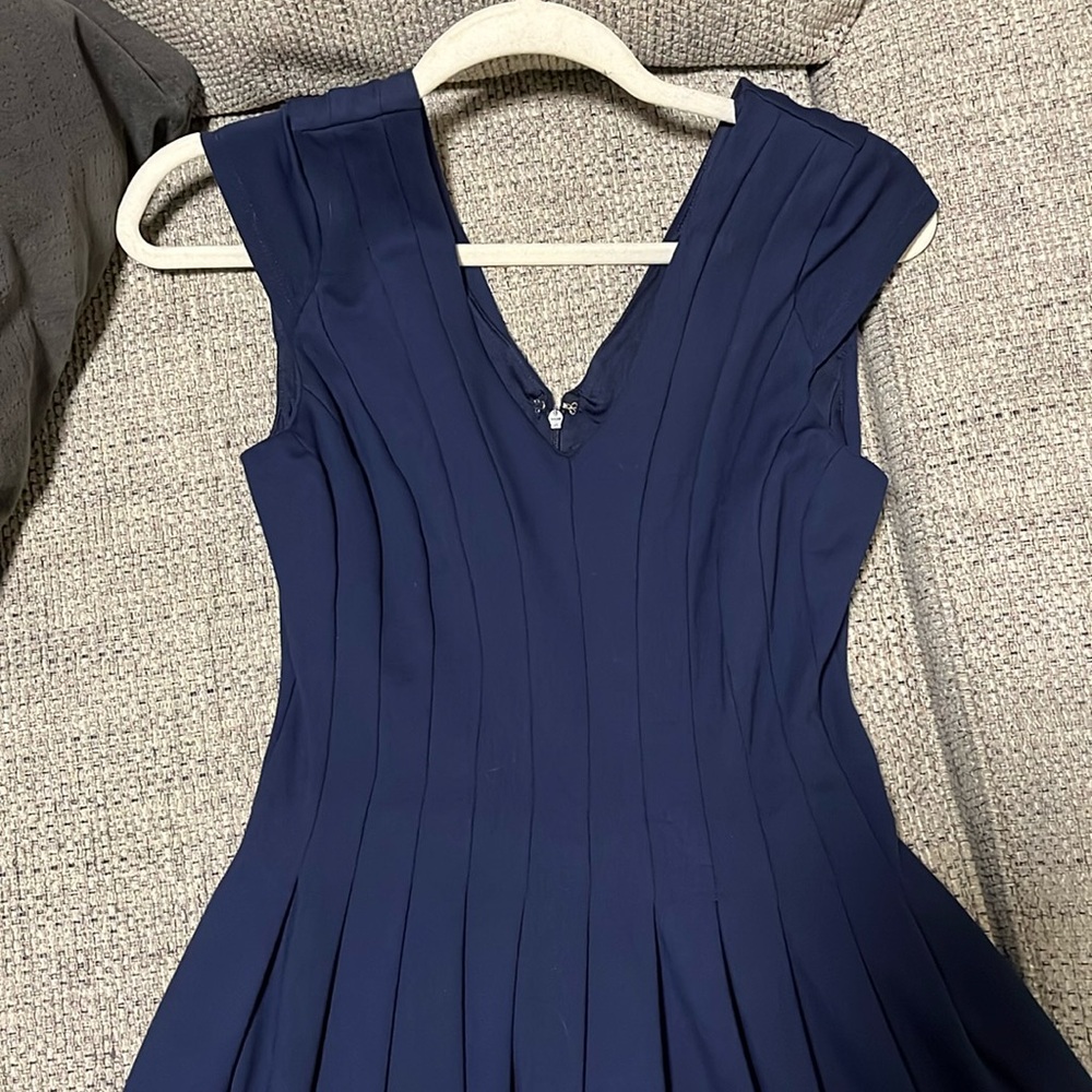 WHBM Pleated Navy Blue Dress